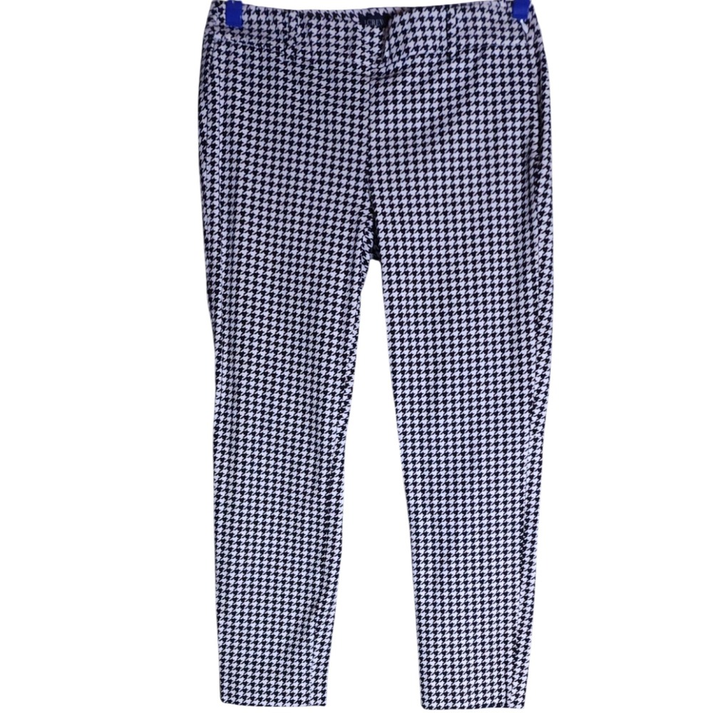 J. Crew Winnie Pants‎ 4 Black White Houndstooth Pixie Cropped Stretch Workwear - Picture 3 of 10